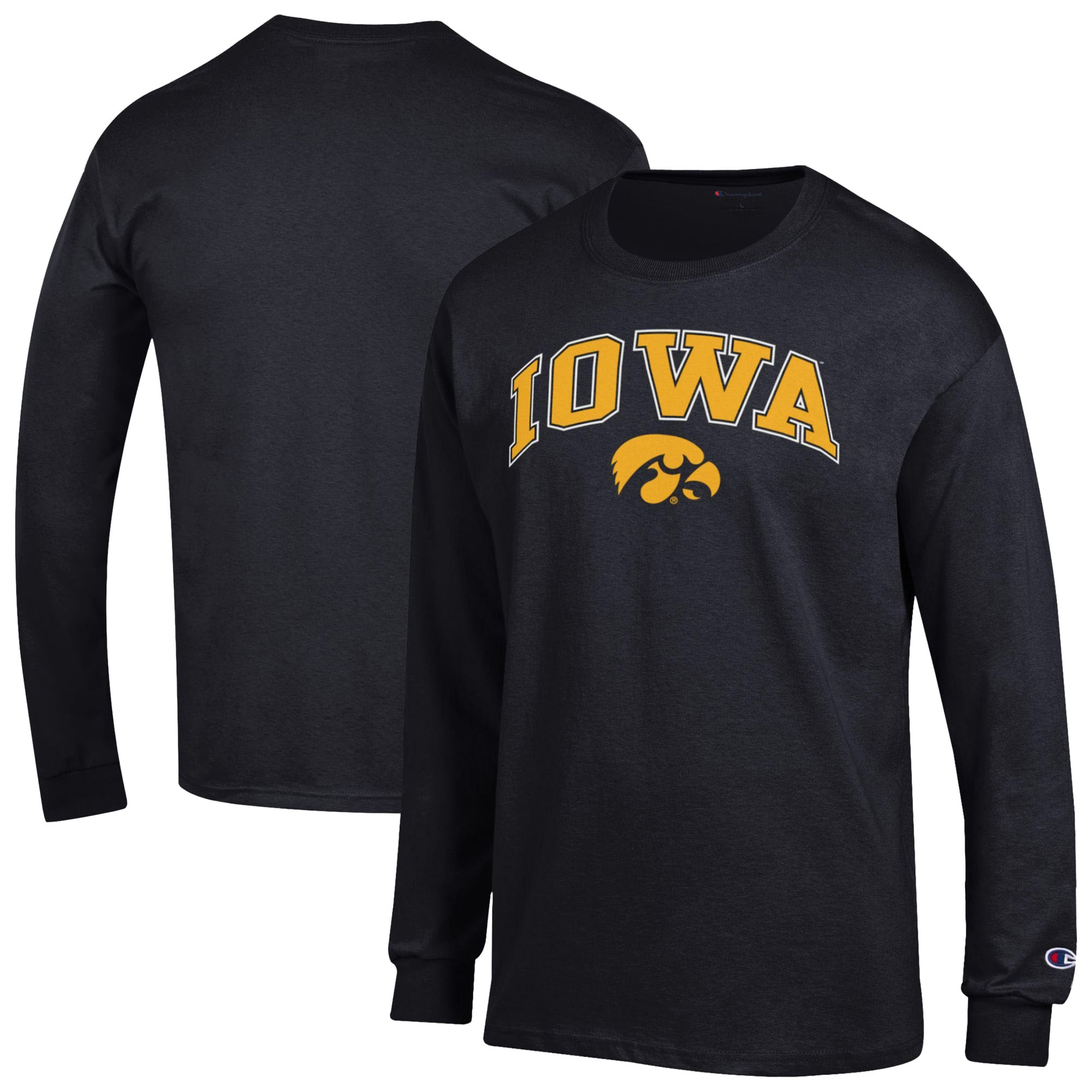 T-shirt à manches longues avec logo Arch Over Champion Iowa Hawkeyes pour homme